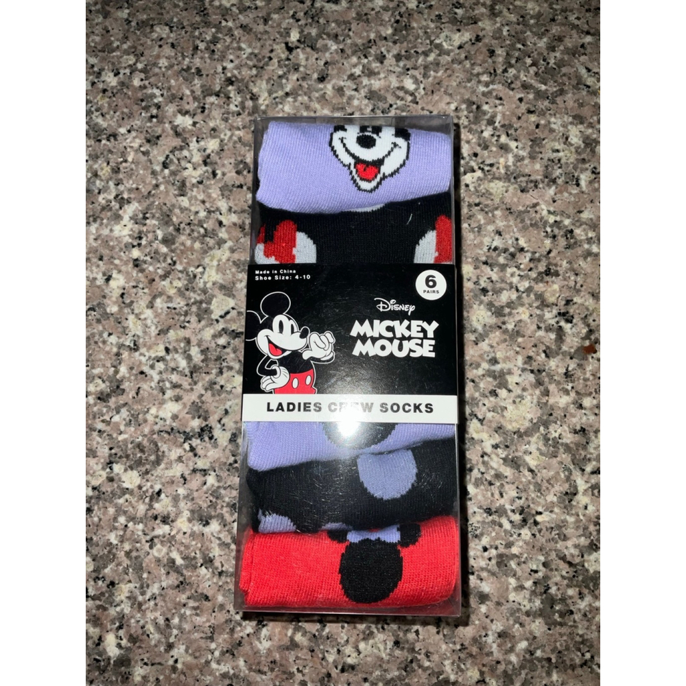 6-pair pack of Disney Mickey Mouse ladies' crew socks
